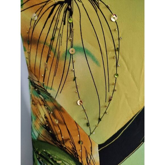 Signature by Robbie Bee Beaded Lined Sheer Tropical Tea Dress - Picture 6 of 7